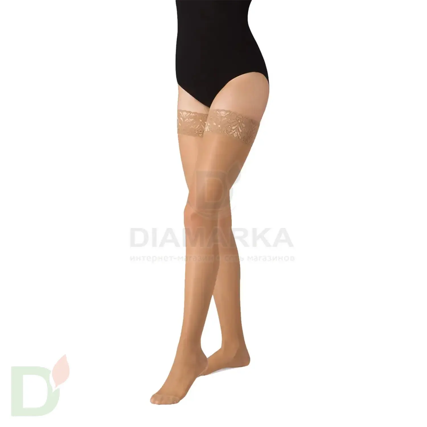 Чулки компрессионные B.Well JW-222 прозрачные с ажурным верхом, II класс компрессии