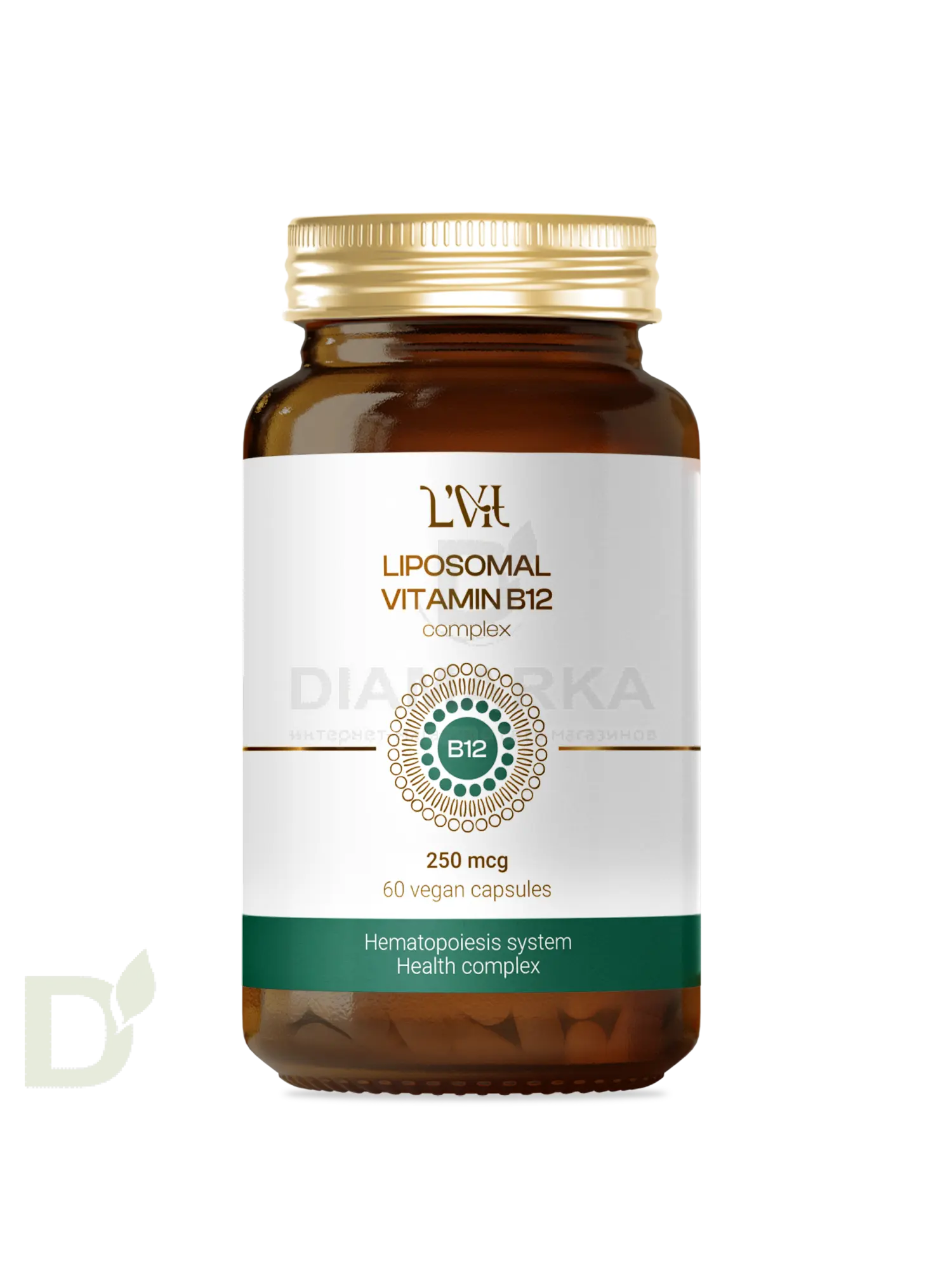 Витамины L'Vit Liposomal Vitamin B12+B9 complex, 250+200 мг в 1 капсуле, 60 капс в Туле