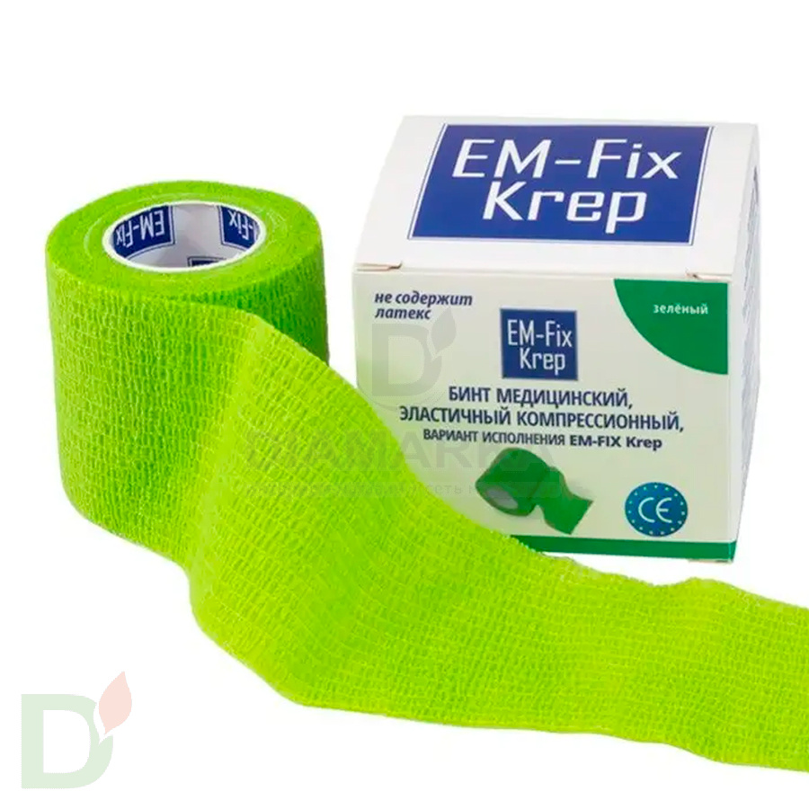 Бинт эластичный когезивный EM-fix krep Лайм, 5 см х 4,5 м в Туле