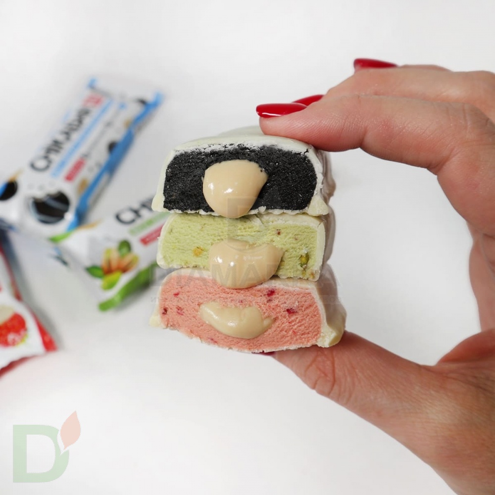 Батончик CHIKALAB глазированный с начинкой Клубника со сливками 60гр.