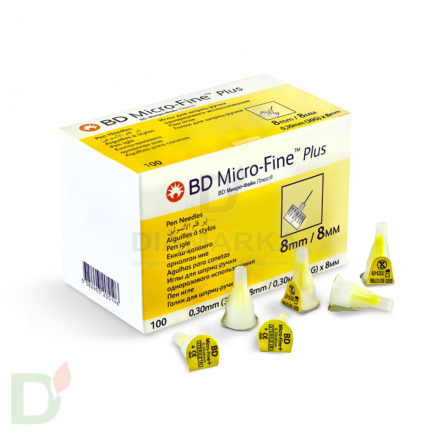 Иглы МикроФайн Плюс 8 мм (30G), 100 штук, для шприц ручек