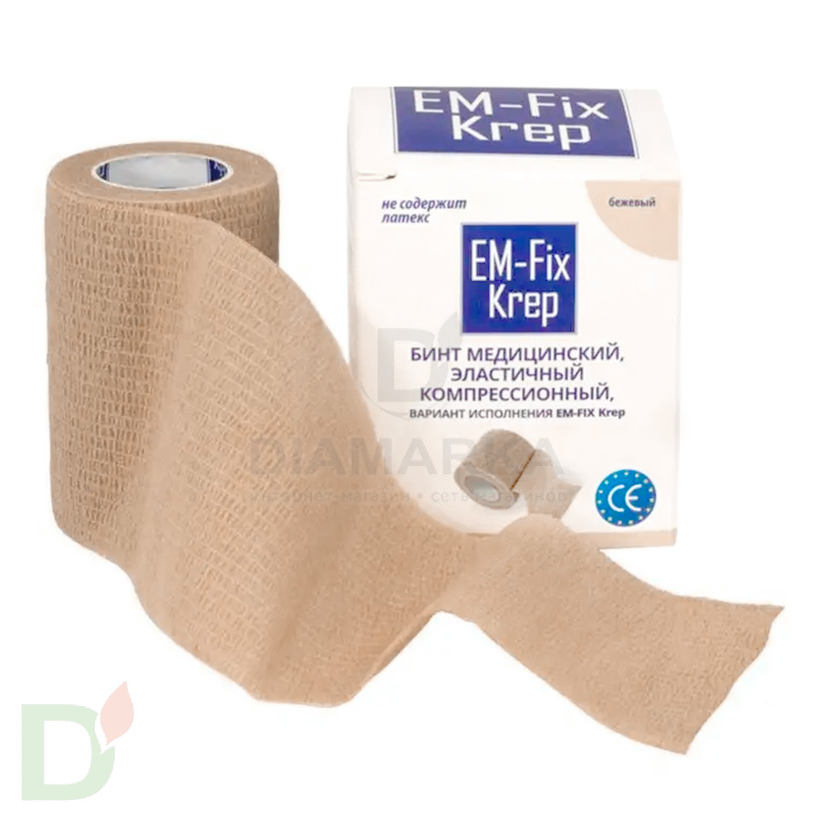 Бинт эластичный когезивный EM-Fix krep бежевый, 7,5 см х 4,5 м в Туле