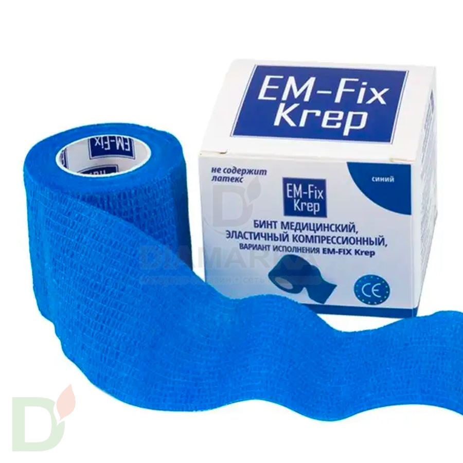 Бинт эластичный когезивный EM-fix krep Синий, 5 см х 4,5 м в Туле