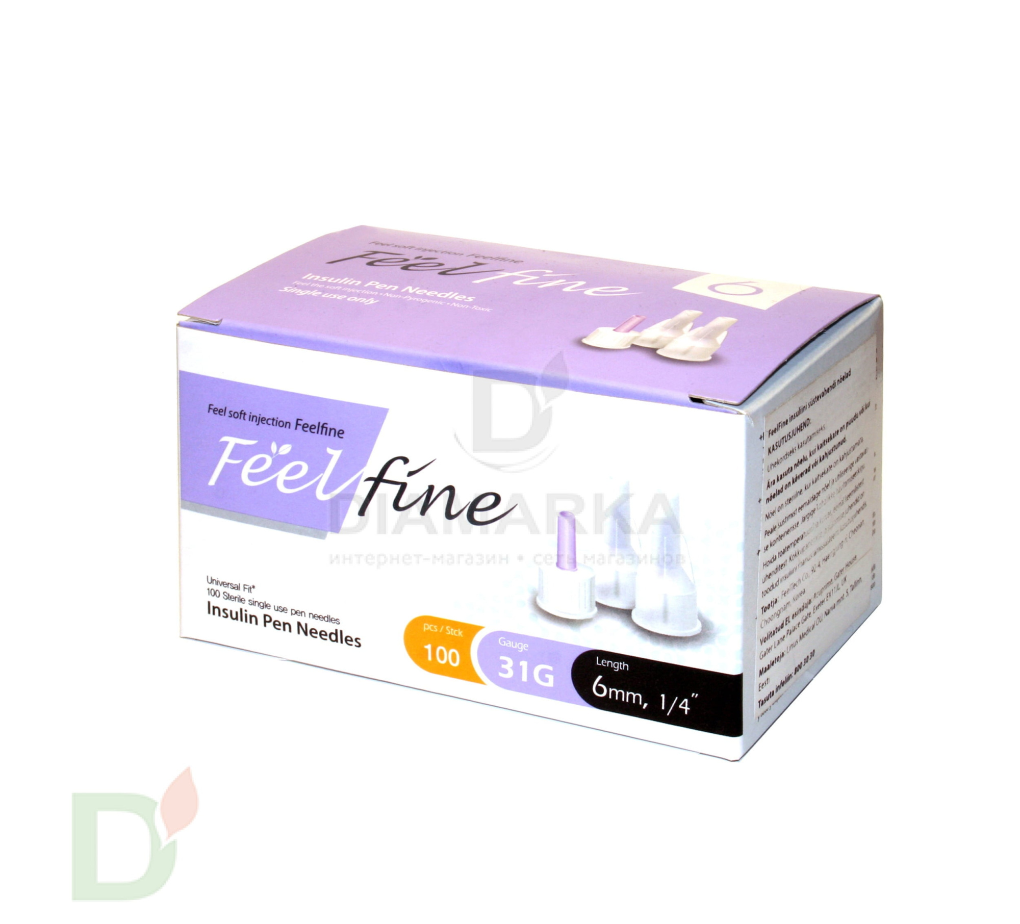 Иглы ФилФайн (FeelFine) 31G, длина 6 мм, 100 штук, для шприц ручек