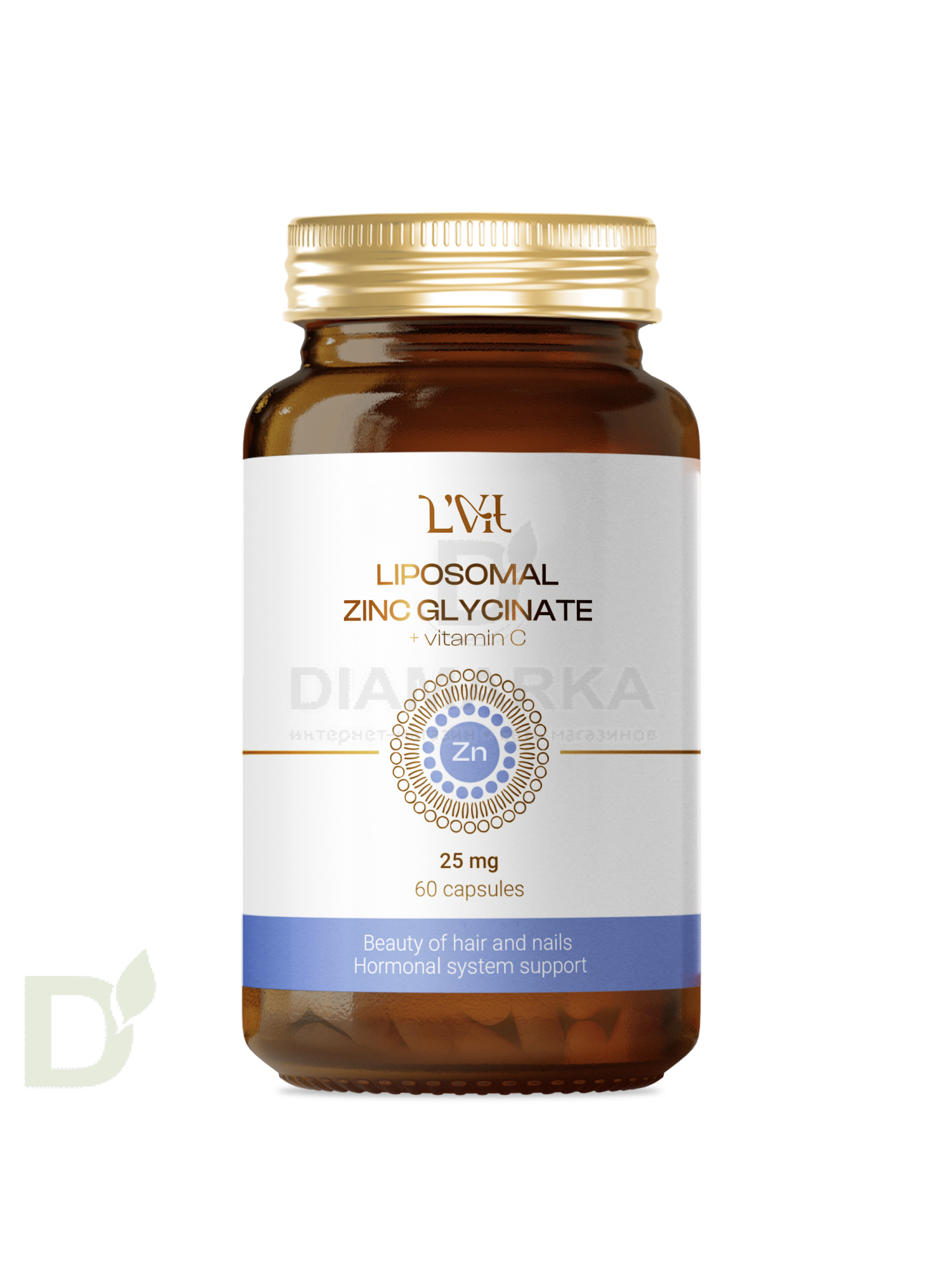 Витамины L'Vit Liposomal Zinc Glycinate + Vitamin C, 25 мг в 1 капсуле, 60 капс в Туле