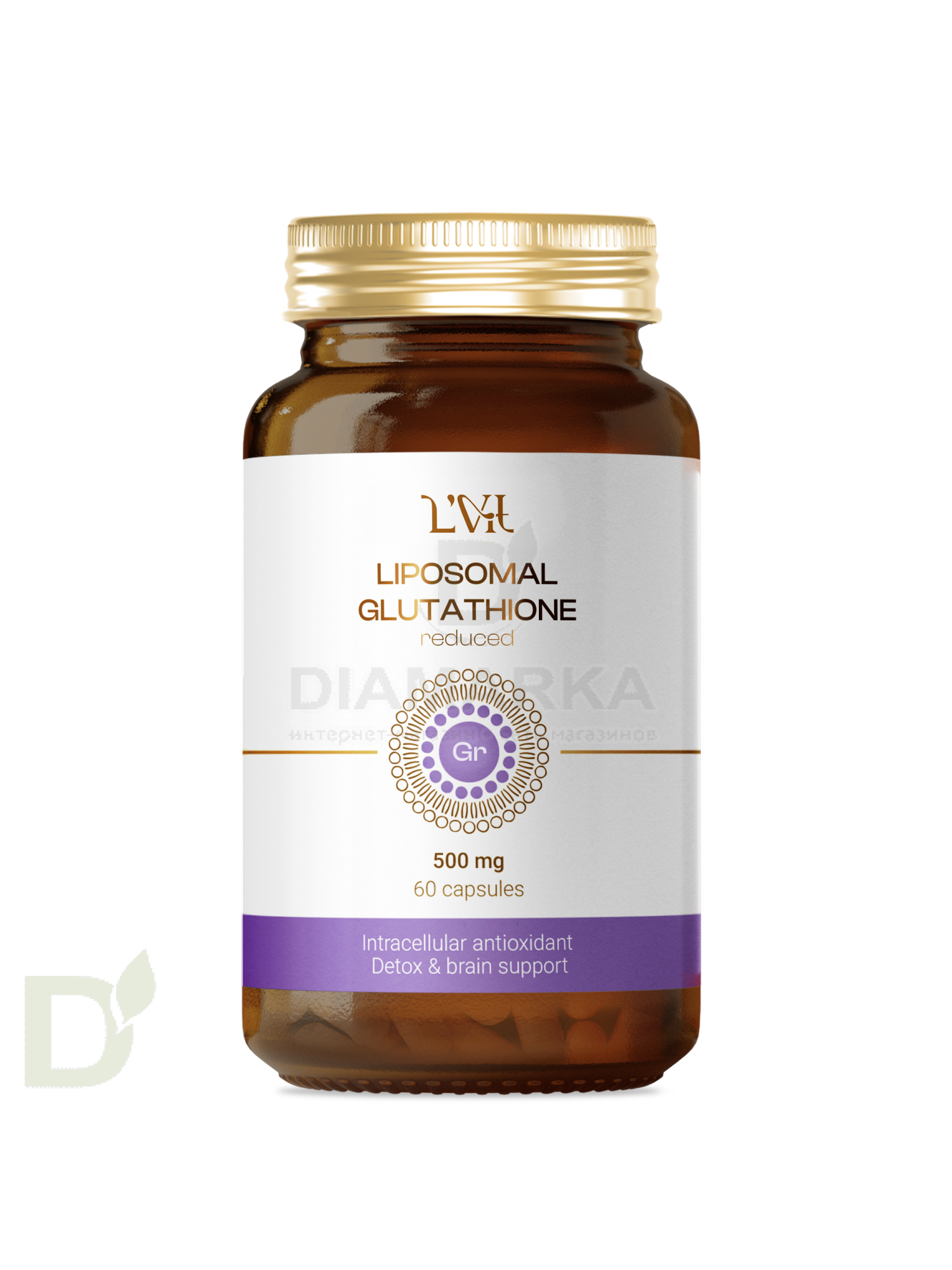 Витамины L'Vit Liposomal Glutathione/Глутатион, 200 мг в 1 капсуле, 60 капс в Туле