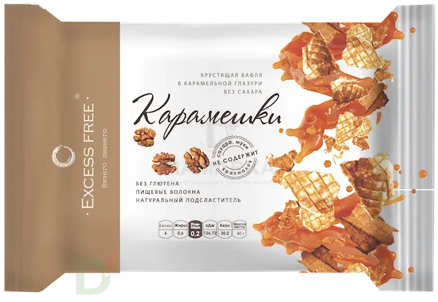 Печенье вафельное "Карамешки с орешками" без сахара 40гр.