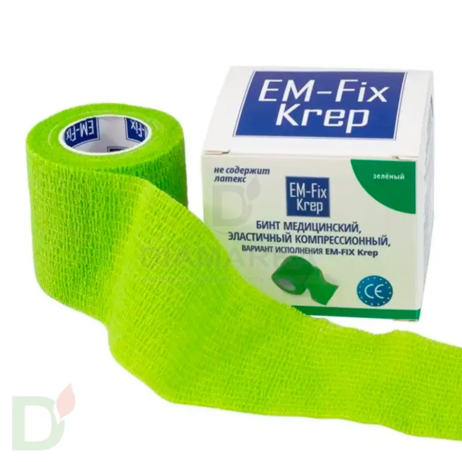 Бинт эластичный когезивный EM-fix krep Лайм, 5 см х 4,5 м в Туле