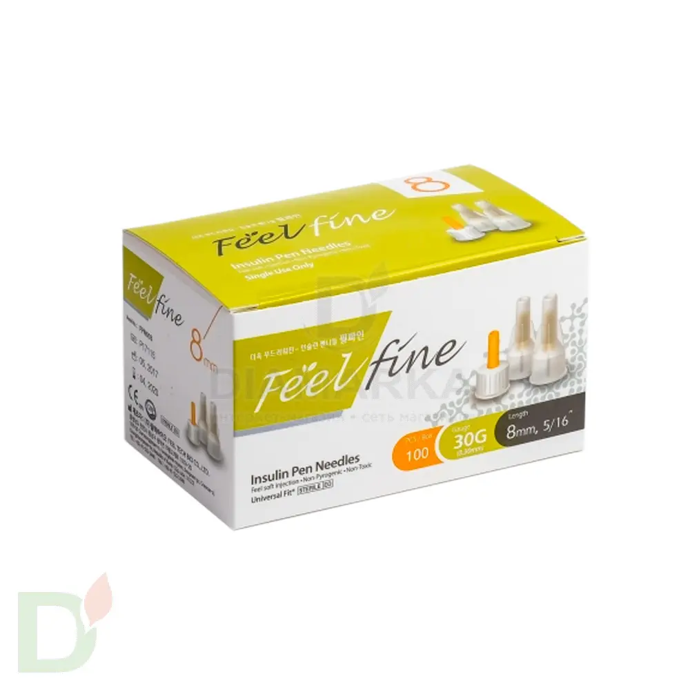 Иглы ФилФайн (FeelFine) 30G, длина 8 мм, 100 штук, для шприц ручек